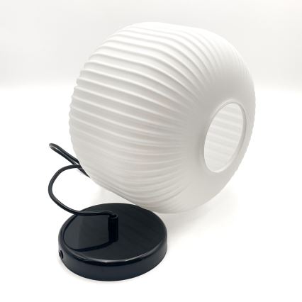 Ljuskrona med textilsladd HARMA 1xE27/15W/230V diameter 20 cm vit/svart