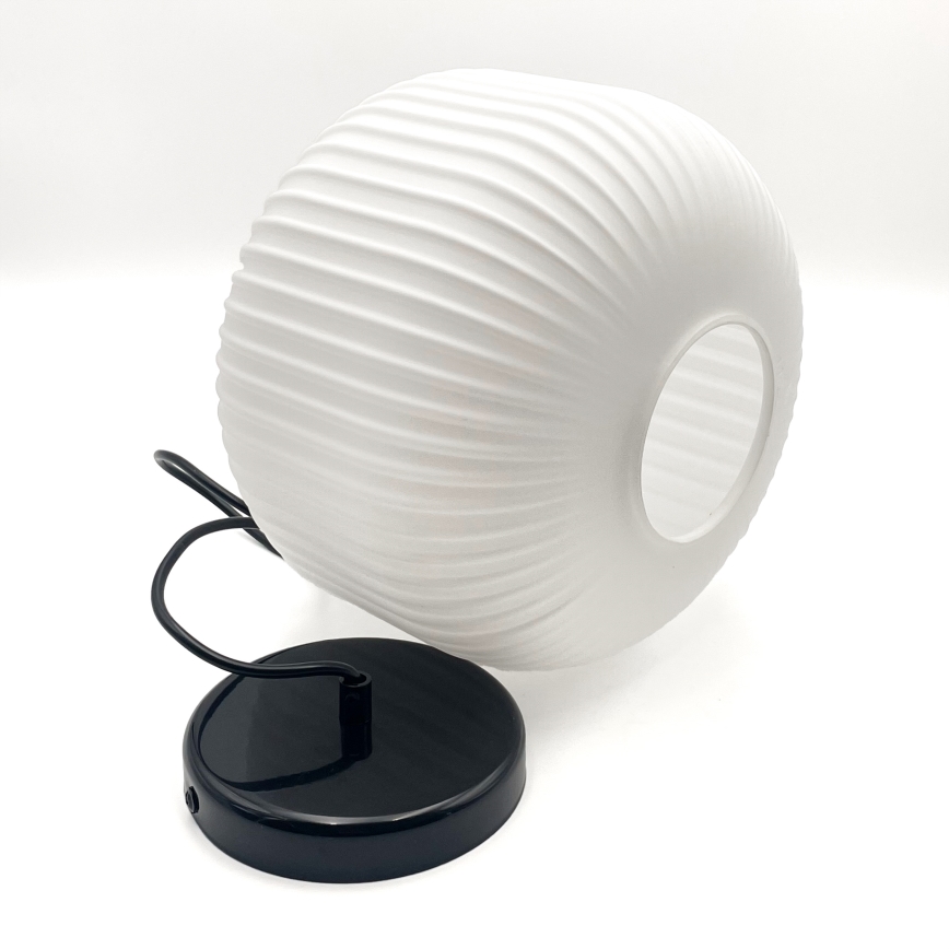 Ljuskrona med textilsladd HARMA 1xE27/15W/230V diameter 20 cm vit/svart
