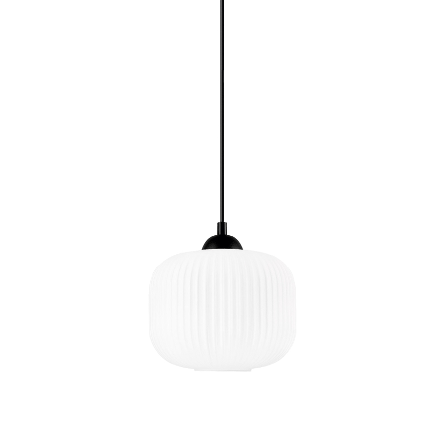 Ljuskrona med textilsladd HARMA 1xE27/15W/230V diameter 20 cm vit/svart