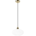 Ljuskrona med textilsladd HARMA 1xE27/15W/230V diameter 25 cm vit/guld