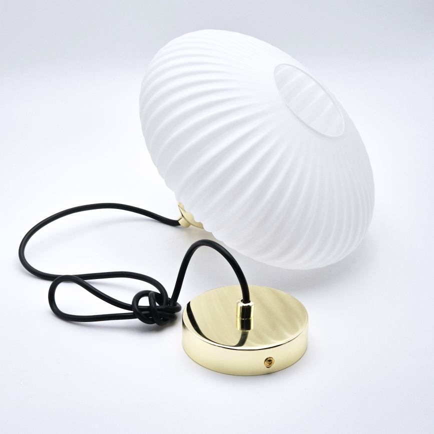 Ljuskrona med textilsladd HARMA 1xE27/15W/230V diameter 25 cm vit/guld