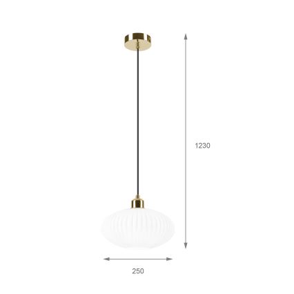 Ljuskrona med textilsladd HARMA 1xE27/15W/230V diameter 25 cm vit/guld