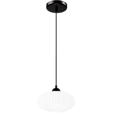 Ljuskrona med textilsladd HARMA 1xE27/15W/230V diameter 25 cm vit/svart