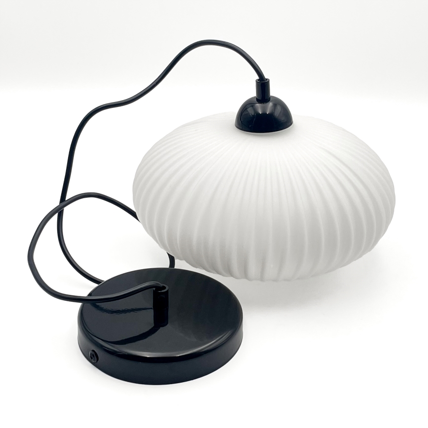 Ljuskrona med textilsladd HARMA 1xE27/15W/230V diameter 25 cm vit/svart