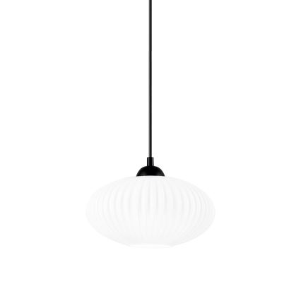 Ljuskrona med textilsladd HARMA 1xE27/15W/230V diameter 25 cm vit/svart
