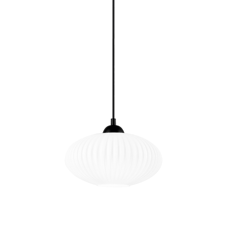 Ljuskrona med textilsladd HARMA 1xE27/15W/230V diameter 25 cm vit/svart