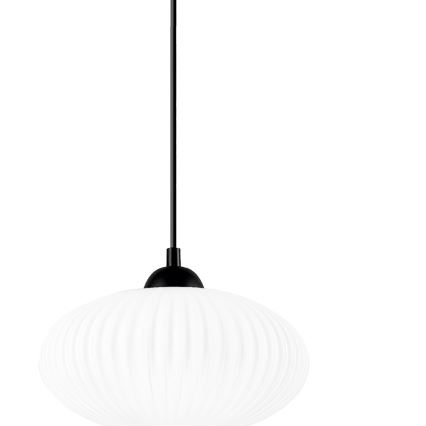 Ljuskrona med textilsladd HARMA 1xE27/15W/230V diameter 25 cm vit/svart