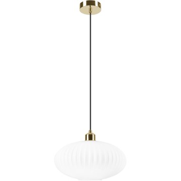 Ljuskrona med textilsladd HARMA 1xE27/15W/230V diameter 30 cm vit/guld