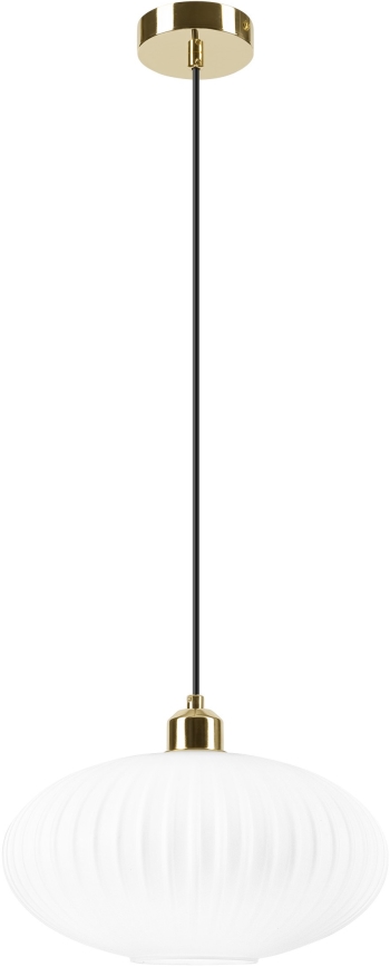 Ljuskrona med textilsladd HARMA 1xE27/15W/230V diameter 30 cm vit/guld