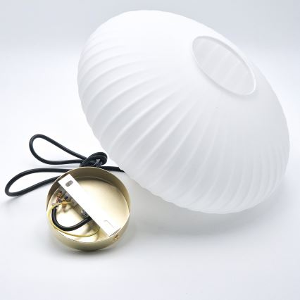Ljuskrona med textilsladd HARMA 1xE27/15W/230V diameter 30 cm vit/guld