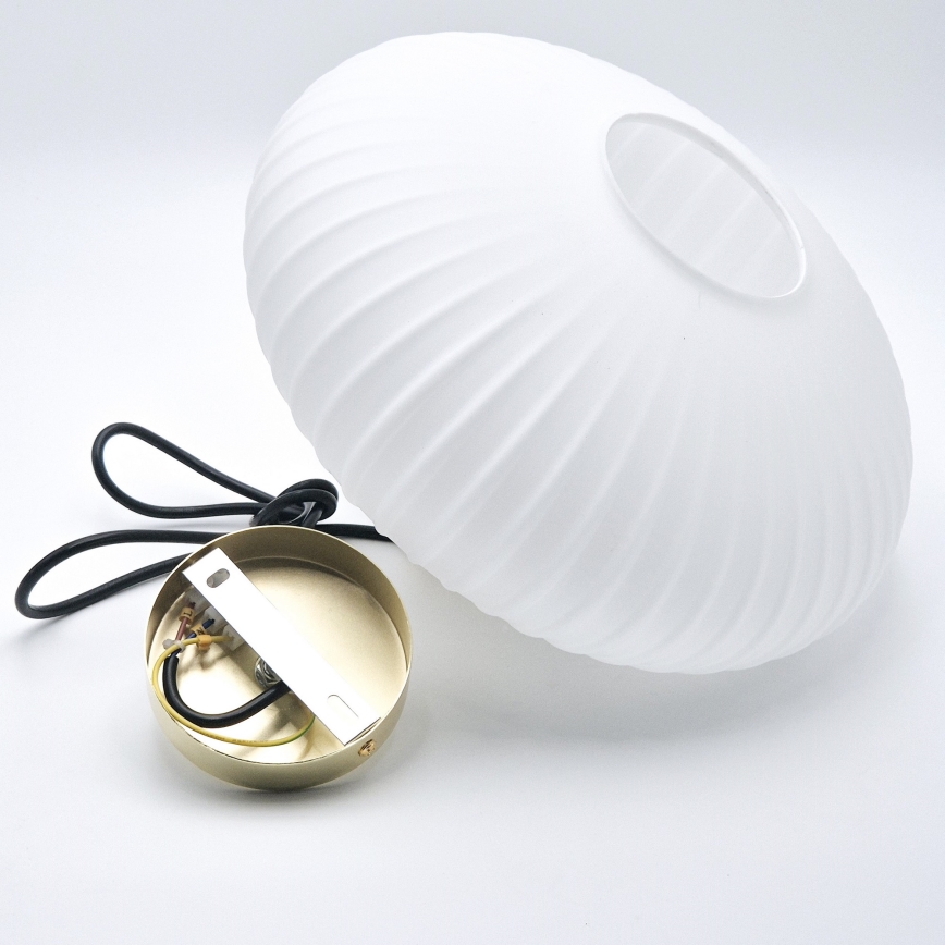 Ljuskrona med textilsladd HARMA 1xE27/15W/230V diameter 30 cm vit/guld