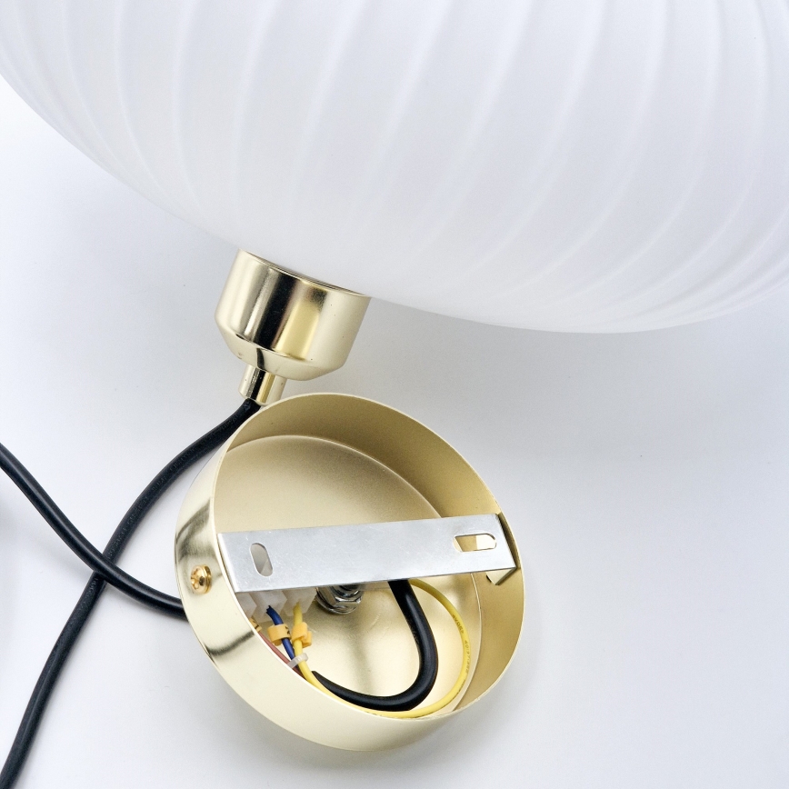 Ljuskrona med textilsladd HARMA 1xE27/15W/230V diameter 30 cm vit/guld