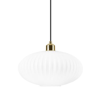 Ljuskrona med textilsladd HARMA 1xE27/15W/230V diameter 30 cm vit/guld
