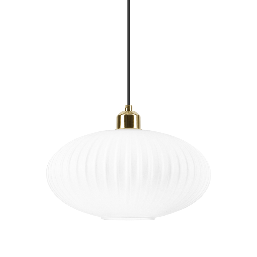 Ljuskrona med textilsladd HARMA 1xE27/15W/230V diameter 30 cm vit/guld