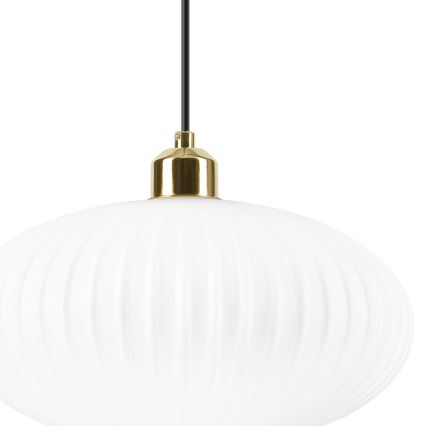 Ljuskrona med textilsladd HARMA 1xE27/15W/230V diameter 30 cm vit/guld