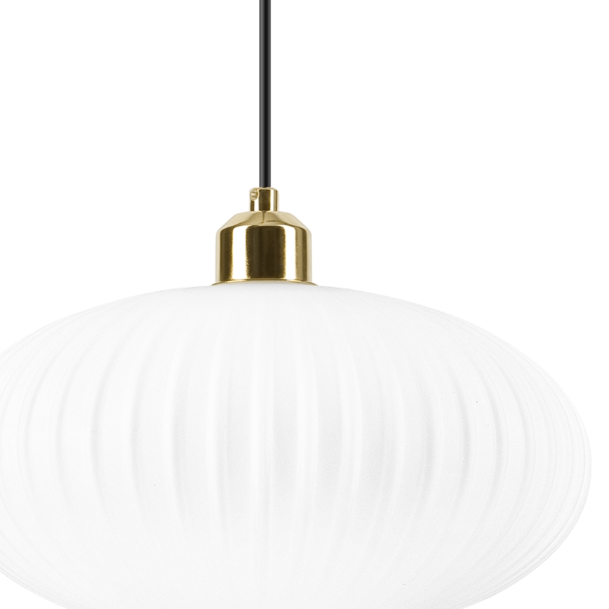 Ljuskrona med textilsladd HARMA 1xE27/15W/230V diameter 30 cm vit/guld