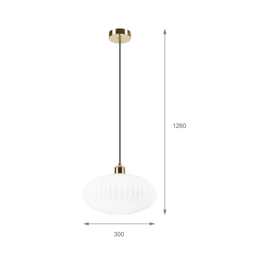 Ljuskrona med textilsladd HARMA 1xE27/15W/230V diameter 30 cm vit/guld