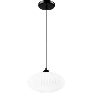 Ljuskrona med textilsladd HARMA 1xE27/15W/230V diameter 30 cm vit/svart