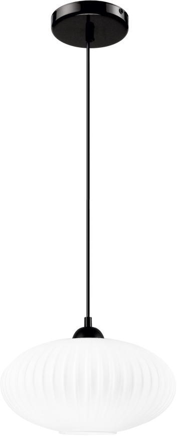 Ljuskrona med textilsladd HARMA 1xE27/15W/230V diameter 30 cm vit/svart