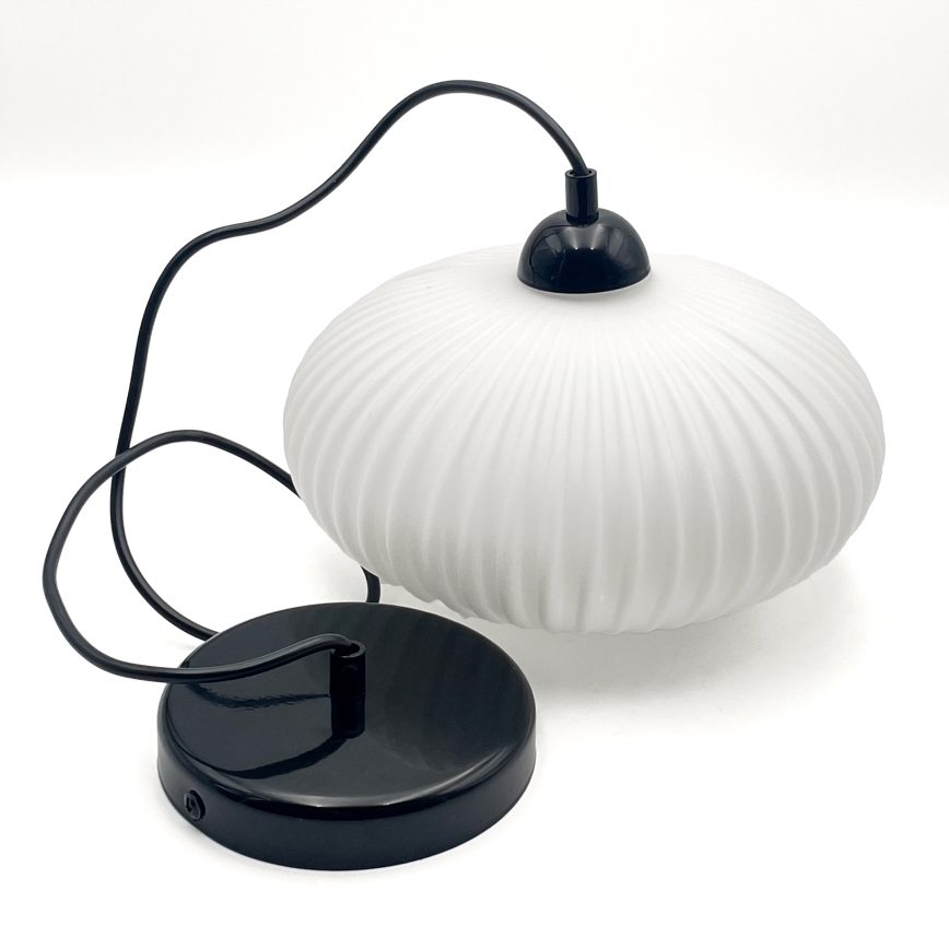 Ljuskrona med textilsladd HARMA 1xE27/15W/230V diameter 30 cm vit/svart