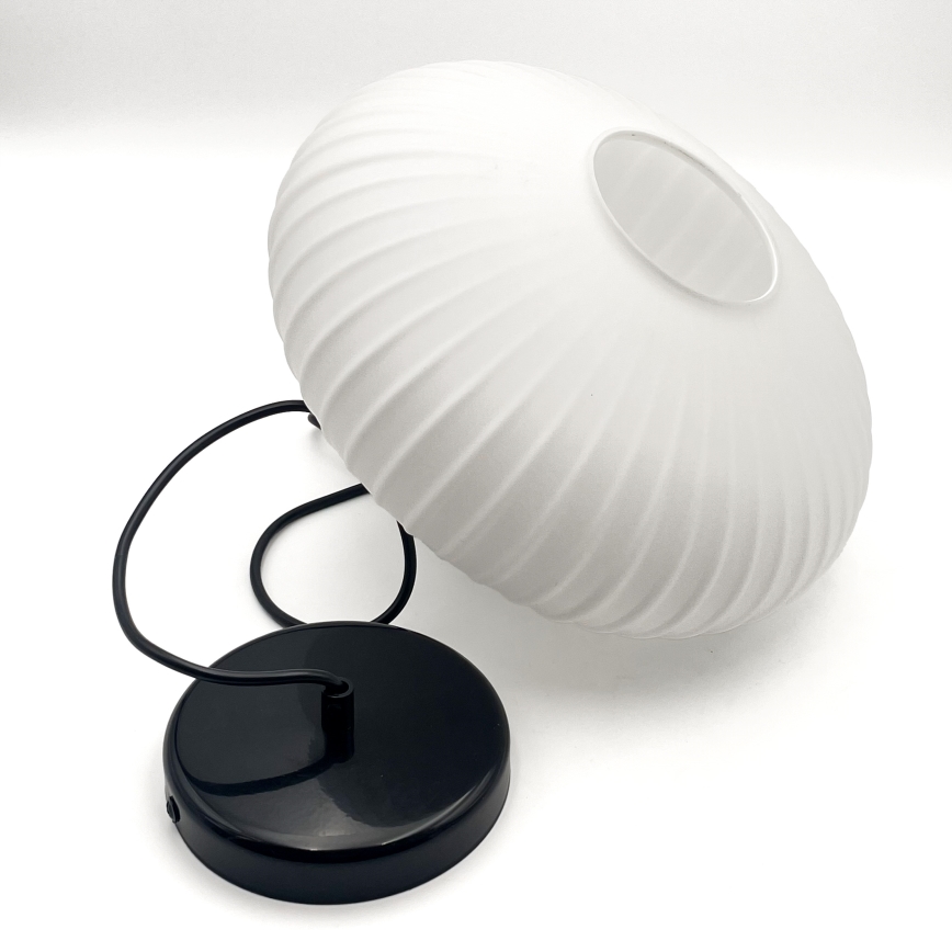 Ljuskrona med textilsladd HARMA 1xE27/15W/230V diameter 30 cm vit/svart