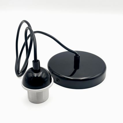 Ljuskrona med textilsladd HARMA 1xE27/15W/230V diameter 30 cm vit/svart