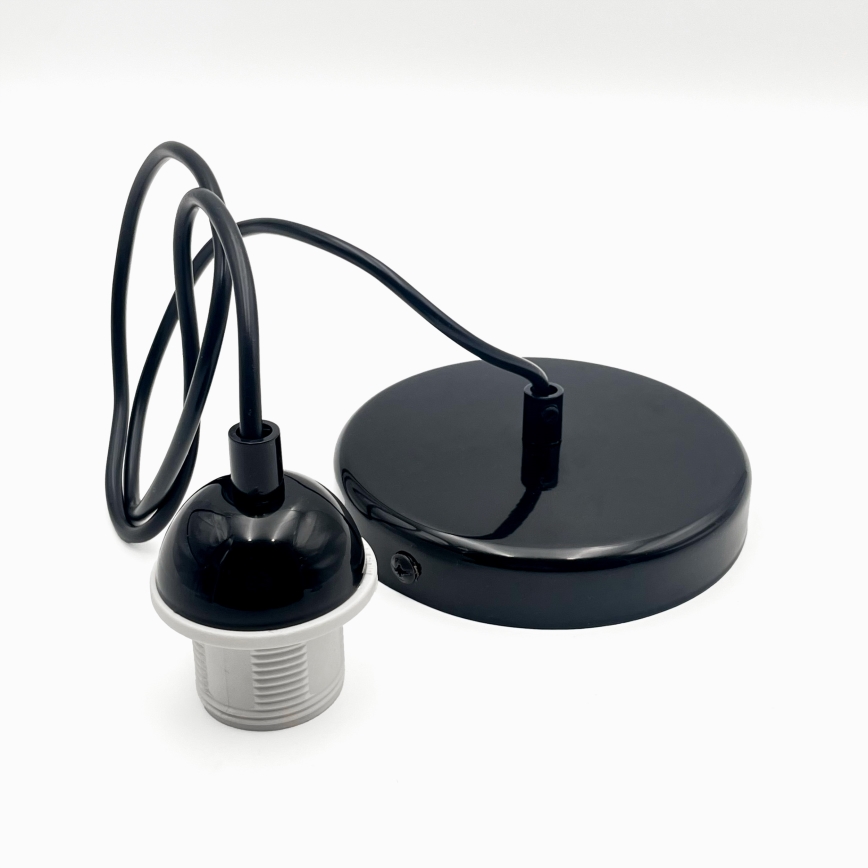 Ljuskrona med textilsladd HARMA 1xE27/15W/230V diameter 30 cm vit/svart
