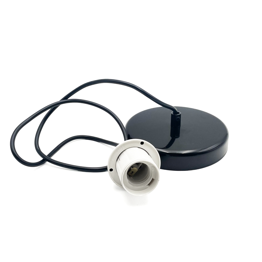 Ljuskrona med textilsladd HARMA 1xE27/15W/230V diameter 30 cm vit/svart
