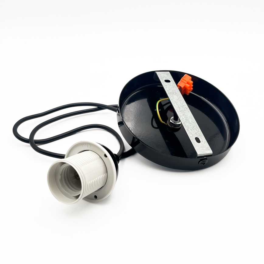 Ljuskrona med textilsladd HARMA 1xE27/15W/230V diameter 30 cm vit/svart