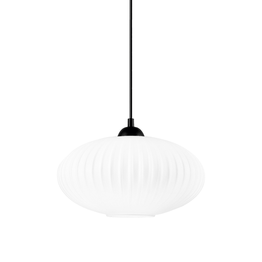 Ljuskrona med textilsladd HARMA 1xE27/15W/230V diameter 30 cm vit/svart