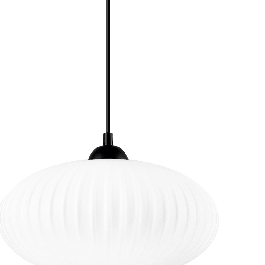 Ljuskrona med textilsladd HARMA 1xE27/15W/230V diameter 30 cm vit/svart