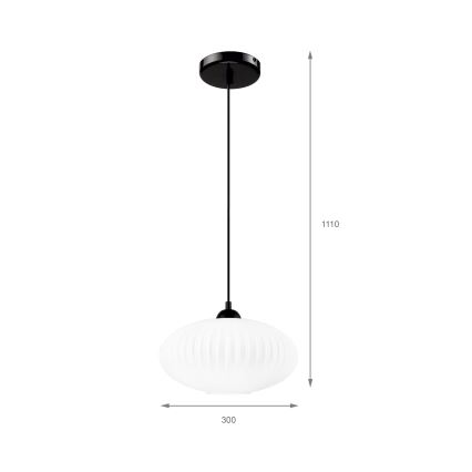 Ljuskrona med textilsladd HARMA 1xE27/15W/230V diameter 30 cm vit/svart