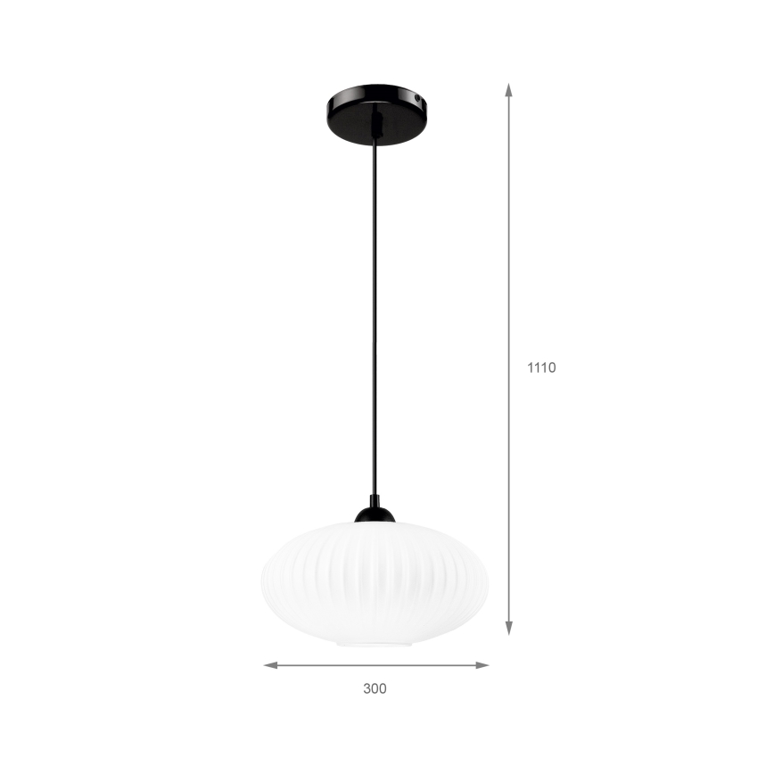 Ljuskrona med textilsladd HARMA 1xE27/15W/230V diameter 30 cm vit/svart