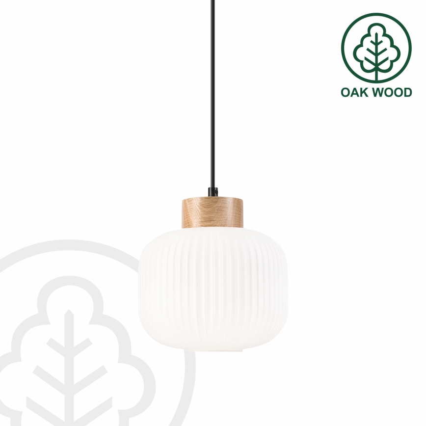 Ljuskrona med textilsladd HARMONY 1xE27/15W/230V diameter 20 cm vit/ek