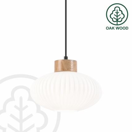 Ljuskrona med textilsladd HARMONY 1xE27/15W/230V diameter 25 cm vit/ek