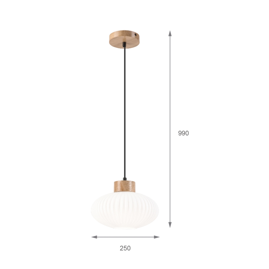 Ljuskrona med textilsladd HARMONY 1xE27/15W/230V diameter 25 cm vit/ek