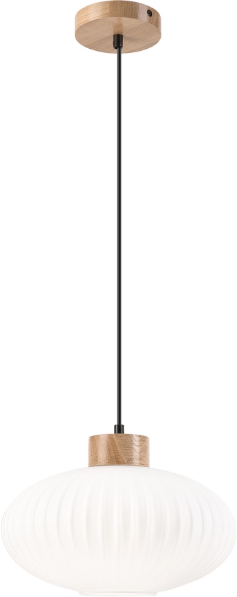Ljuskrona med textilsladd HARMONY 1xE27/15W/230V diameter 30 cm vit/ek