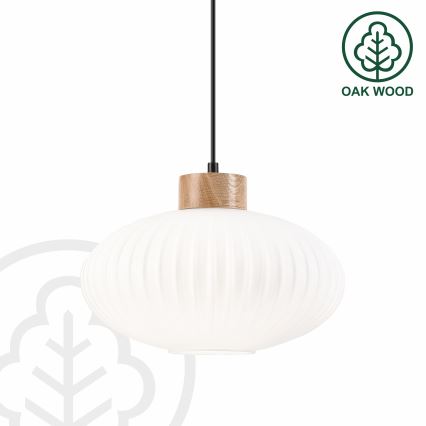 Ljuskrona med textilsladd HARMONY 1xE27/15W/230V diameter 30 cm vit/ek