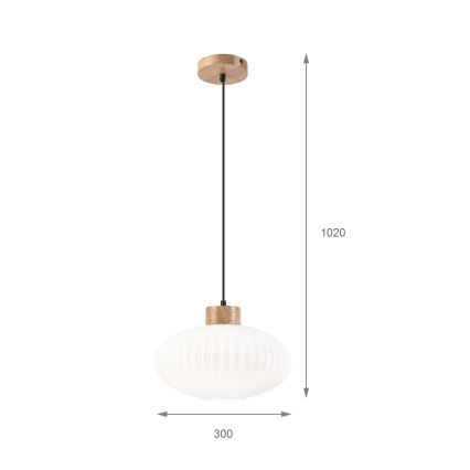 Ljuskrona med textilsladd HARMONY 1xE27/15W/230V diameter 30 cm vit/ek