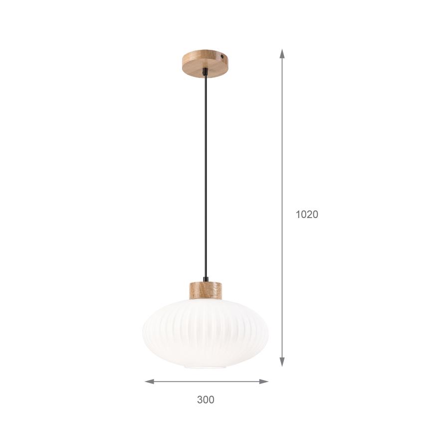 Ljuskrona med textilsladd HARMONY 1xE27/15W/230V diameter 30 cm vit/ek