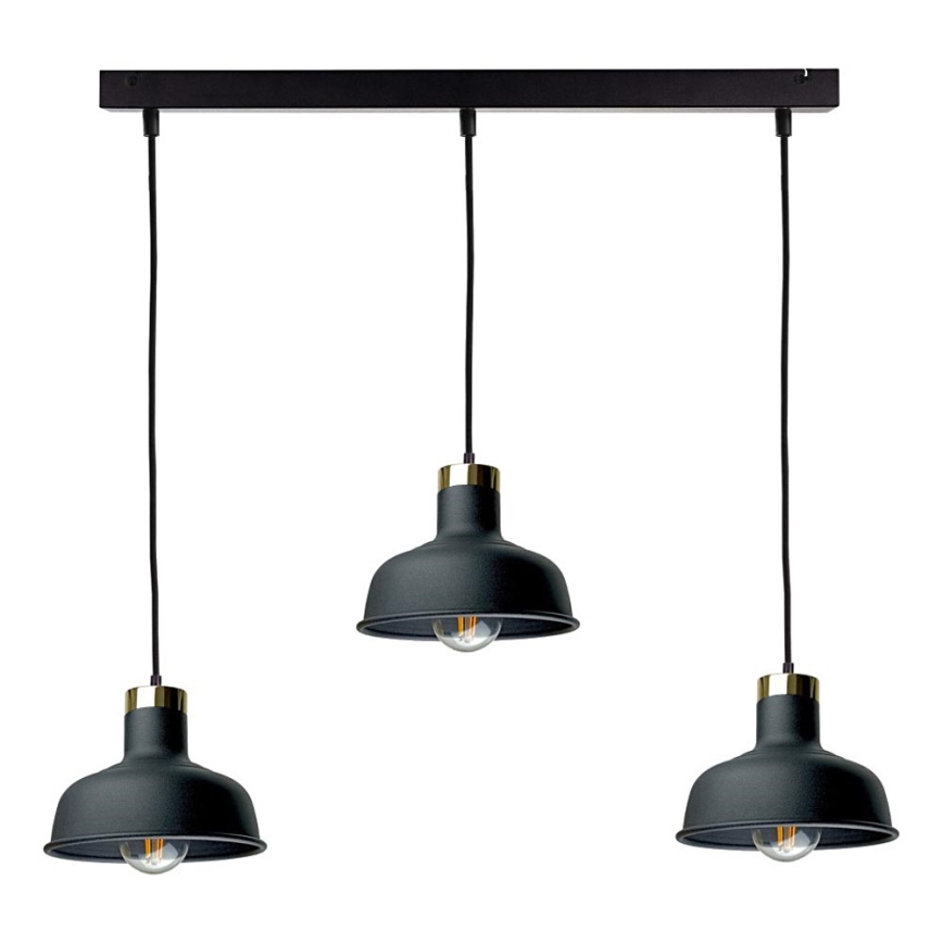 Ljuskrona med textilsladd HEBE 3xE27/60W/230V svart