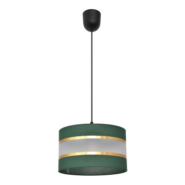 Ljuskrona med textilsladd HELEN 1xE27/15W/230V diameter 25 cm grön/guld