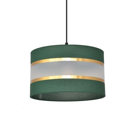 Ljuskrona med textilsladd HELEN 1xE27/15W/230V diameter 25 cm grön/guld