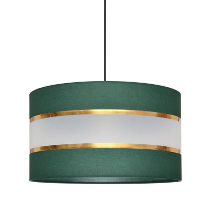 Ljuskrona med textilsladd HELEN 1xE27/15W/230V diameter 35 cm grön/guld