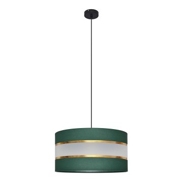 Ljuskrona med textilsladd HELEN 1xE27/15W/230V diameter 40 cm grön/guld