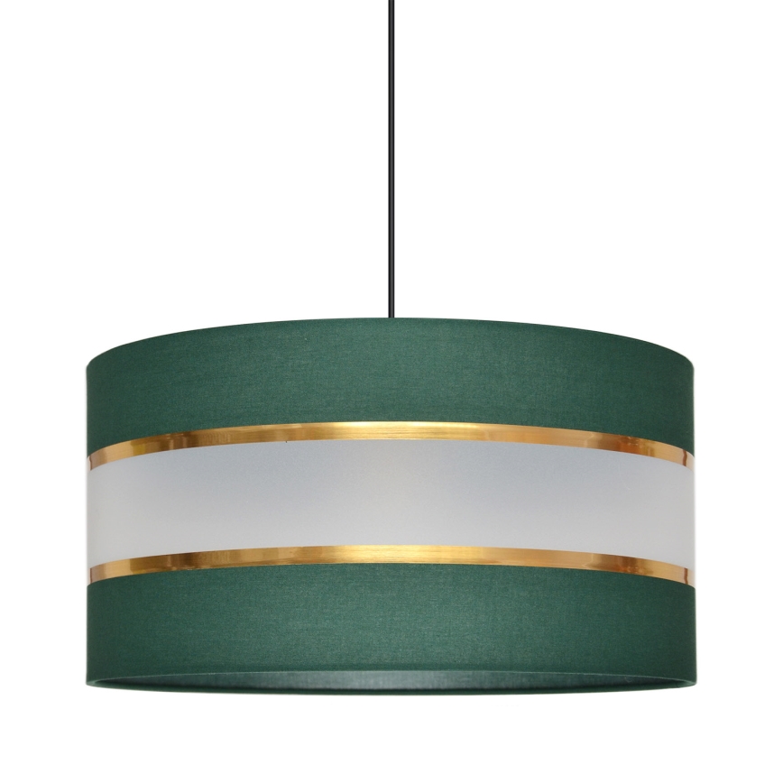 Ljuskrona med textilsladd HELEN 1xE27/15W/230V diameter 40 cm grön/guld