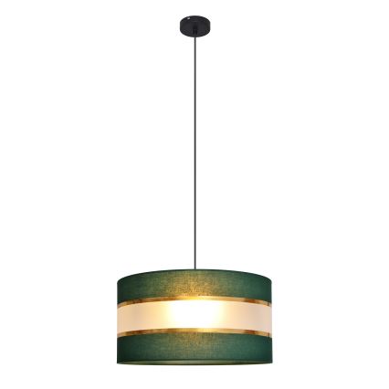 Ljuskrona med textilsladd HELEN 1xE27/15W/230V diameter 40 cm grön/guld