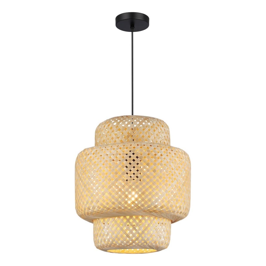 Ljuskrona med textilsladd HESTIA 1xE27/60W/230V diameter 30 cm bambu