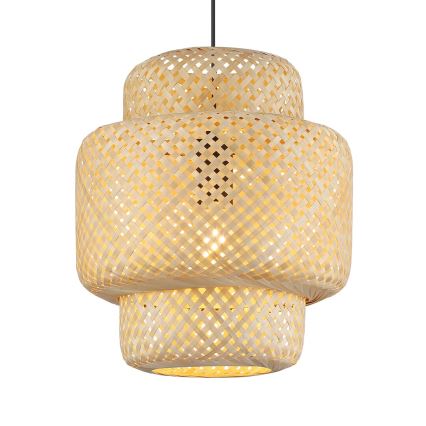 Ljuskrona med textilsladd HESTIA 1xE27/60W/230V diameter 30 cm bambu