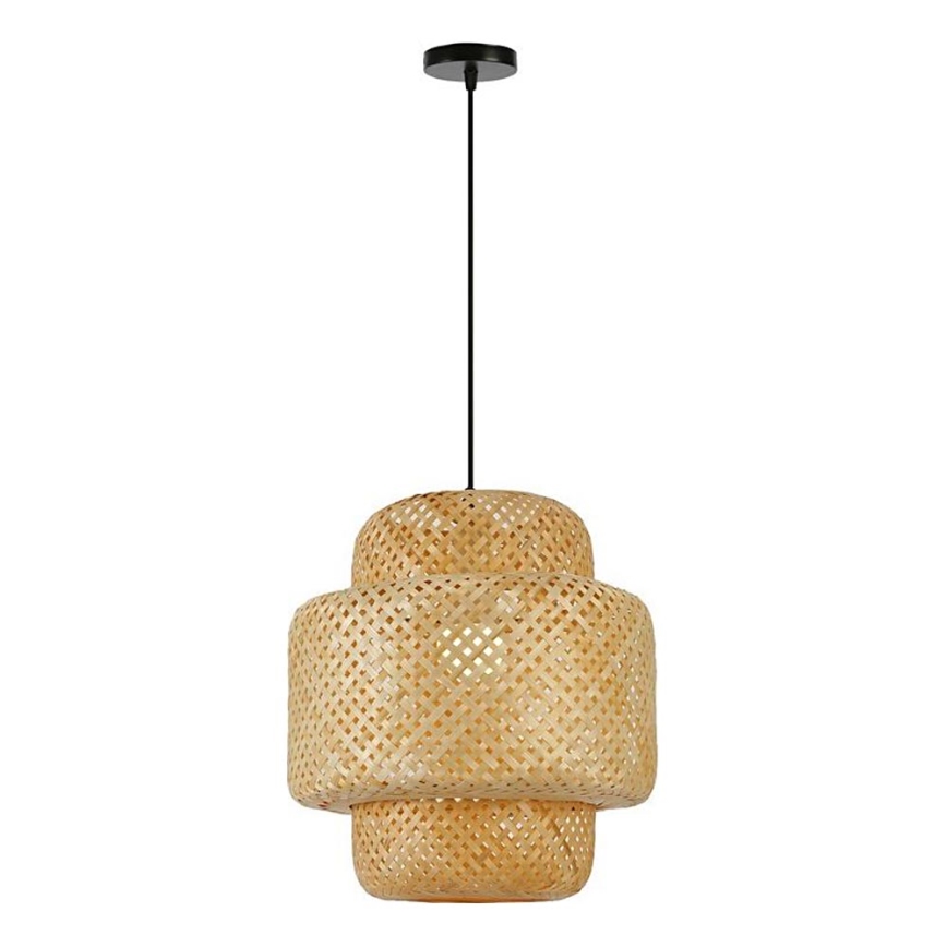 Ljuskrona med textilsladd HILO 1xE27/40W/230V diameter 38 cm bambu